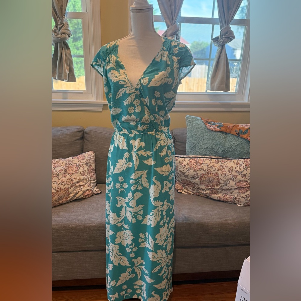 Mango Floral Neckline Dress